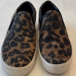 Ash Leopard Print Slip-On Sneakers in Brown and Black